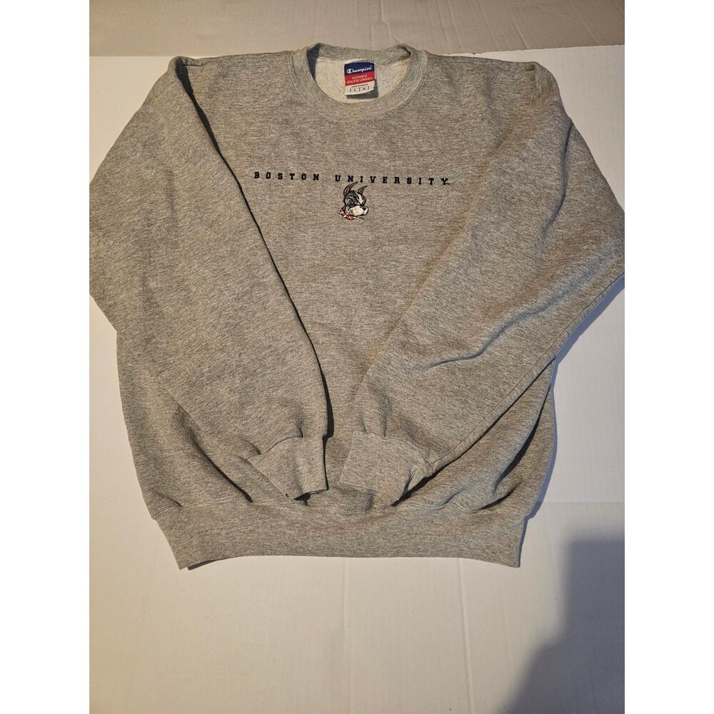 Vintage Champion Boston University Terriers Sweatshirt Mens L Gray Embroidered 9